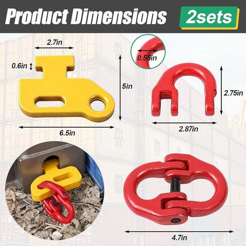 2 Pcs Heavy-Duty Container Chain Bridle Replacement Hooks and 2 Pcs Tow Hitch Hammerlock, Durable Steel Construction for Secure Shipping Container and Trailer Loading in Kuwait