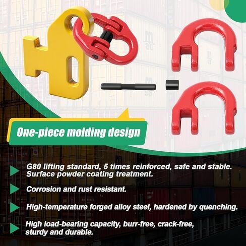 2 Pcs Heavy-Duty Container Chain Bridle Replacement Hooks and 2 Pcs Tow Hitch Hammerlock, Durable Steel Construction for Secure Shipping Container and Trailer Loading in Kuwait