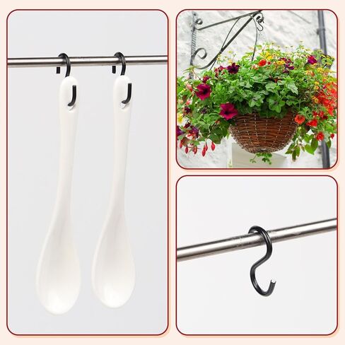 100PCS 1 Inch S Hook, Mini S Hook for Displaying Keychains on Racks, S Shaped Small Hooks for Ornaments, DIY Crafts, Hardware Wooden Signs Planters, Black in Saudi Arabia