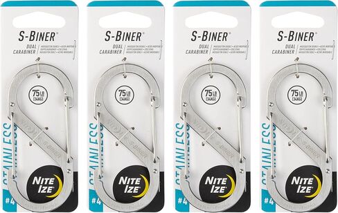 Nite Ize S-Biner الفولاذ المقاوم للصدأ #4 حلقة تسلق ذات بوابات مزدوجة 75 رطل (4 عبوات) in Saudi Arabia