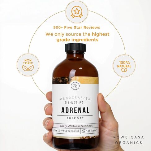 مكملات دعم الغدة الكظرية من رو كاسا أورجانيكس لتحقيق التوازن اليومي والحيوية - قطرات سائلة مع الأعشاب النباتية العضوية - تركيبة غير منكهة للبالغين والأعمار من 12 عامًا فما فوق، 16 أونصة سائلة. أوز. in Kuwait
