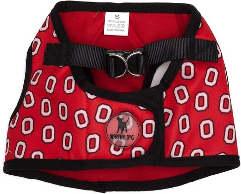 THE WORTHY DOG Ohio State Tossed Block O Printed Sidekick Harness – Breathable Mesh, Easy On/Off, Secure Buckle, Scarlet, Large in Saudi Arabia