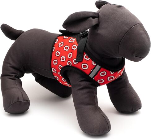 THE WORTHY DOG Ohio State Tossed Block O Printed Sidekick Harness – Breathable Mesh, Easy On/Off, Secure Buckle, Scarlet, Large in Saudi Arabia