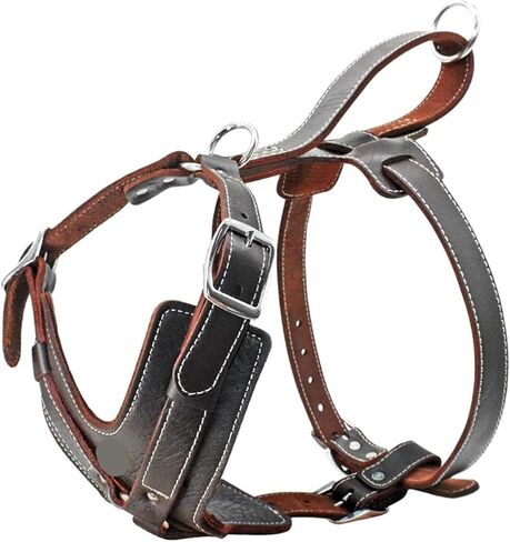 Dog Harness, Dog Harness Large Dogs Genuine Leather Harnesses Pet Training Vest with Quick Control Handle(3XL) in Kuwait