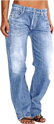 Women's Low Waisted Baggy Jeans Classic Stretch Ripped Flare Fitted Denim Pants Casual Y2K Streetwear Trousers in Saudi Arabia