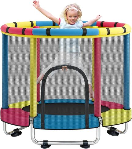 ترامبولين للأطفال الصغار، ترامبولين صغير للاستخدام الداخلي والخارجي مع شبكة إغلاق آمنة، تصميم آمن لا يوجد به فجوات، هدايا عيد ميلاد للأطفال والأولاد والبنات، من سن 1 إلى 8 سنوات in Kuwait