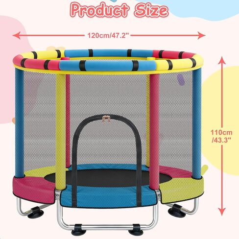ترامبولين للأطفال الصغار، ترامبولين صغير للاستخدام الداخلي والخارجي مع شبكة إغلاق آمنة، تصميم آمن لا يوجد به فجوات، هدايا عيد ميلاد للأطفال والأولاد والبنات، من سن 1 إلى 8 سنوات in Kuwait