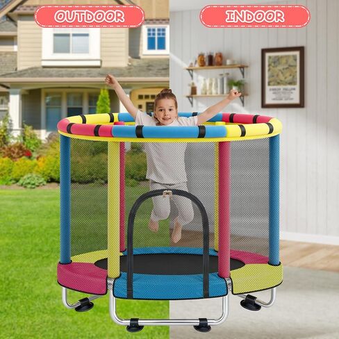 ترامبولين للأطفال الصغار، ترامبولين صغير للاستخدام الداخلي والخارجي مع شبكة إغلاق آمنة، تصميم آمن لا يوجد به فجوات، هدايا عيد ميلاد للأطفال والأولاد والبنات، من سن 1 إلى 8 سنوات in Kuwait