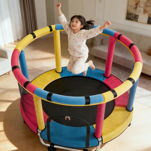 ترامبولين للأطفال الصغار، ترامبولين صغير للاستخدام الداخلي والخارجي مع شبكة إغلاق آمنة، تصميم آمن لا يوجد به فجوات، هدايا عيد ميلاد للأطفال والأولاد والبنات، من سن 1 إلى 8 سنوات in Kuwait