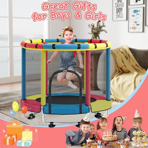 ترامبولين للأطفال الصغار، ترامبولين صغير للاستخدام الداخلي والخارجي مع شبكة إغلاق آمنة، تصميم آمن لا يوجد به فجوات، هدايا عيد ميلاد للأطفال والأولاد والبنات، من سن 1 إلى 8 سنوات in Kuwait