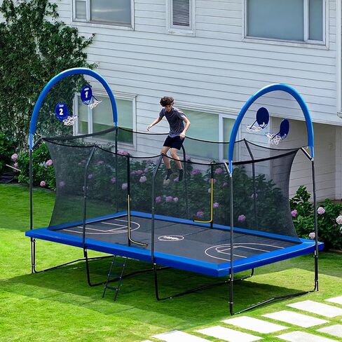 Zupapa 1800 رطل سعة الوزن مستطيل الترامبولين 10x17FT 9X15FT 8X14FT في الهواء الطلق مربع الجمباز الترامبولين للأطفال البالغين عرض طويل كبير مستطيل الترامبولين in Kuwait