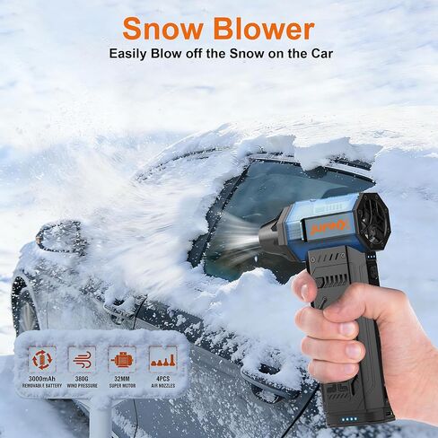 Compressed Air Duster, Electric Air Duster with 32MM Super Motor,380G Wind Pressure,6000MAH Removable Battery,Backup Air Nozzles,Compressed Air for PC,Snow,Car Cleaning,Gifts for Men in Kuwait