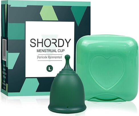 أكواب الحيض SHORDY (كبيرة)، عبوة واحدة مع صندوق، ناعمة ومرنة، مجموعة كوبا للحيض للنساء حتى 12 ساعة من الراحة، صديقة للبيئة وبديل أكثر أمانًا لمنصات الأقراص (أزرق) in Kuwait