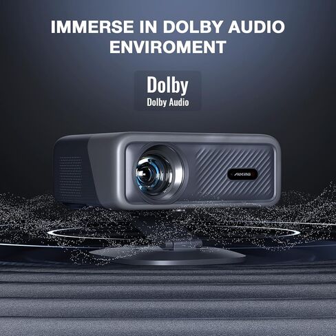 AuKing Projector with Wifi and Bluetooth, 2024 Upgraded Full HD 1080P Mini Projector, Home Theater Video Projector Compatible with HDMI/USB/AV/Smartphone/TV Box/Laptop in Kuwait