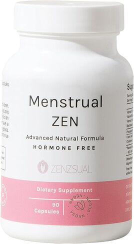 مكمل ZENZSUAL Menstrual Zen الطبيعي والخالي من الهرمونات - يدعم تشنجات الدورة الشهرية وتقلبات المزاج وآلام الدورة الشهرية - تأثير مدر للبول (90 كبسولة / 2.7 أونصة) in Kuwait