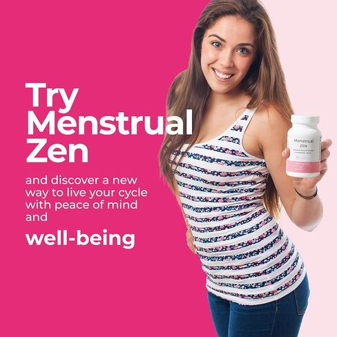 مكمل ZENZSUAL Menstrual Zen الطبيعي والخالي من الهرمونات - يدعم تشنجات الدورة الشهرية وتقلبات المزاج وآلام الدورة الشهرية - تأثير مدر للبول (90 كبسولة / 2.7 أونصة) in Kuwait