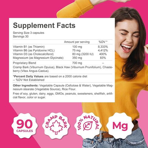 مكمل ZENZSUAL Menstrual Zen الطبيعي والخالي من الهرمونات - يدعم تشنجات الدورة الشهرية وتقلبات المزاج وآلام الدورة الشهرية - تأثير مدر للبول (90 كبسولة / 2.7 أونصة) in Kuwait