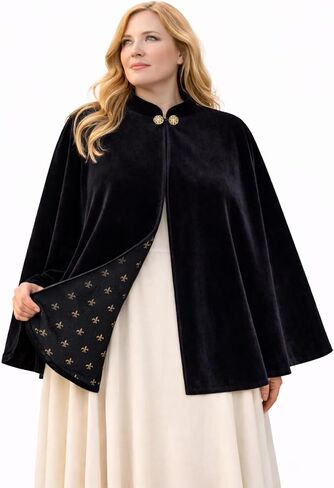 Women's Velvet Satin Lined Capelet Elegant Halloween Cosplay Cloak Cape, Wedding, Ren Faire in Saudi Arabia