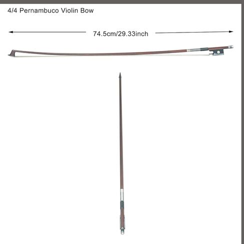 قوس الكمان الخشبي من بيرنامبوكو، مقاس 4/4، شكل مثمن من النيكل الفضي العتيق الداكن 60-62 جرام مثالي لعازفي الكمان المتقدمين أو المحترفين in Kuwait