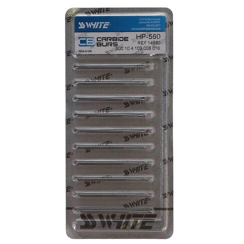 SS White 14880 Dental Carbide Bur, Handpiece Shank 560, Straight/Flat End Crosscut Fissure (Pack of 10) in Saudi Arabia