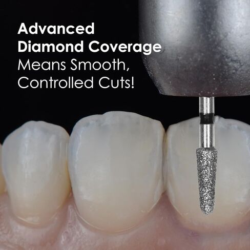 Medidenta Galil Diamond Multi-Use Dental Bur - Round End Taper Shape Super Coarse Grit 856-021SC, FG Shank, 2.1mm Head Diameter, High-Speed Cutting for Crown Prep & Chamfer Margins (10 Pack) in Kuwait