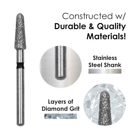 Medidenta Galil Diamond Multi-Use Dental Bur - Round End Taper Shape Super Coarse Grit 856-021SC, FG Shank, 2.1mm Head Diameter, High-Speed Cutting for Crown Prep & Chamfer Margins (10 Pack) in Kuwait