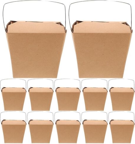 50pcs 16oz Kraft Chinese Take out Boxes with Wire Handle, Leak-resistant Paper Food Pails for Fried Rice, Fried Chicken, French Fries, Restaurant and Catering Packaging in Saudi Arabia