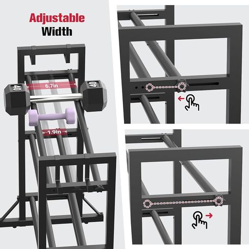 3-Tier Adjustable Dumbbell Rack Stand - Heavy-Duty Carbon Steel Weight Storage Organizer for Home Gym, Easy Assembly, 450 lb Capacity for Dumbbells & Kettlebells in Saudi Arabia