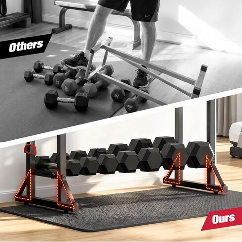 حامل دمبل قابل للتعديل من 3 طبقات - منظم تخزين الوزن من الفولاذ الكربوني شديد التحمل للصالة الرياضية المنزلية، سهل التجميع، سعة 450 رطل للدمبل والأجراس in Kuwait