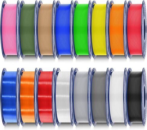 SUNLU 16 Color PLA Filament Bundle Multicolor, PLA 3D Printer Filament 1.75mm, Individually Vacuum Packed, 0.25kg per Spool, 4kg in Total, 16 Pack. (4 Transparent Color and 12 Regular Solid Color) in Saudi Arabia