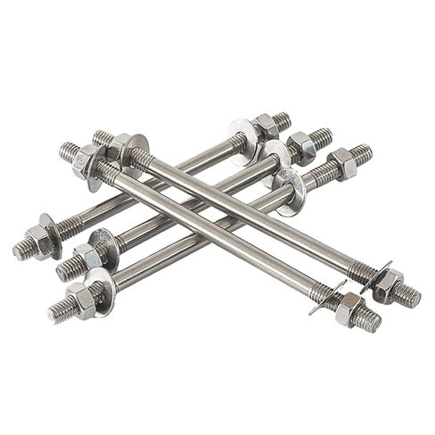 304 Stainless Steel M6 Fully Threaded Rods 5-Pack, Double-Ended Through-Wall Bolts with Hex Nuts and Flat Washers (M6*60(5 PCS)) in Kuwait