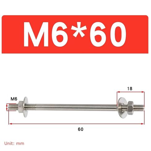 304 Stainless Steel M6 Fully Threaded Rods 5-Pack, Double-Ended Through-Wall Bolts with Hex Nuts and Flat Washers (M6*60(5 PCS)) in Saudi Arabia