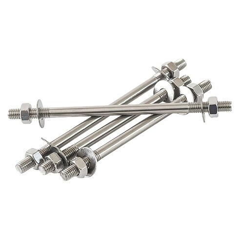 304 Stainless Steel M6 Fully Threaded Rods 5-Pack, Double-Ended Through-Wall Bolts with Hex Nuts and Flat Washers (M6*60(5 PCS)) in Saudi Arabia