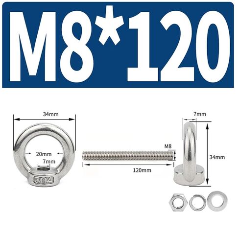304 Stainless Steel Extended Eye Bolts M8, 2-Pack with Hardware for Through-Wall Mounting and Heavy-Duty Hanging, Complete Sets (M8*120 (2 PCS)) in Saudi Arabia