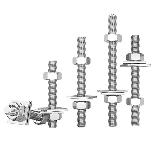 304 Stainless Steel M6 Threaded Rod 5-Pack, Fully Threaded Stud Bolts with Nuts and Square Washers, Complete Hardware Kit (M6*45 (5 Sets)) in Kuwait