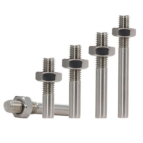 304 Stainless Steel Single-Ended Stud M10, 5-Pack Threaded Rod with Nuts for Mounting and Spacing, Press-Fit or Weldable Studs (M10*50 (5 PCS)) in Kuwait