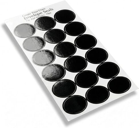 Accent Design Paper Accents Envelope Seals 1 1/8" 18pc Black Foil Stickers, Decorative Seal Stickers for Envelopes, Ideal for Weddings, Parties, Invitations in Kuwait