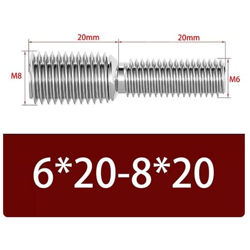 304 Stainless Steel Thread Adapter Bolts 4-Pack, Metric Converter Screws for Machinery Repairs Step-Up/Step-Down Thread Conversion (M6*20 to M8*20) in Saudi Arabia