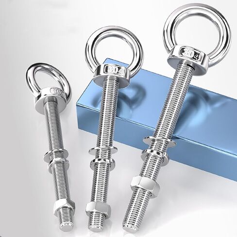 304 Stainless Steel M6 Eyebolt 3-Pack, Heavy Duty Eye Screw with Washers and Nuts for Through-Wall Mounting (M6*50 (3 Sets)) in Saudi Arabia