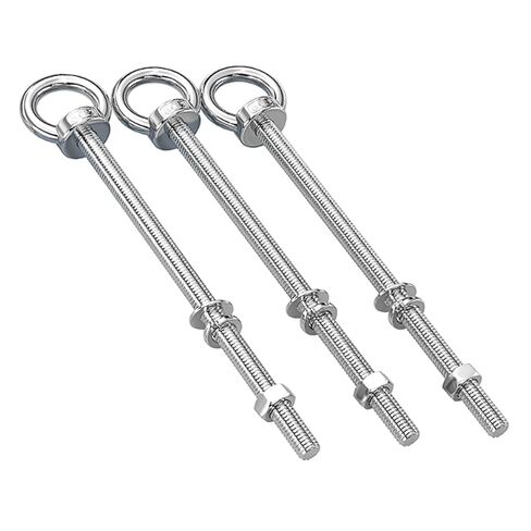 304 Stainless Steel M6 Eyebolt 3-Pack, Heavy Duty Eye Screw with Washers and Nuts for Through-Wall Mounting (M6*50 (3 Sets)) in Kuwait
