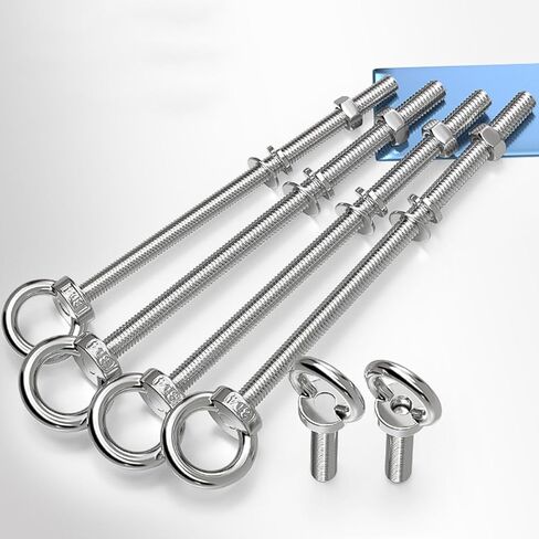 304 Stainless Steel M6 Eyebolt 3-Pack, Heavy Duty Eye Screw with Washers and Nuts for Through-Wall Mounting (M6*50 (3 Sets)) in Saudi Arabia