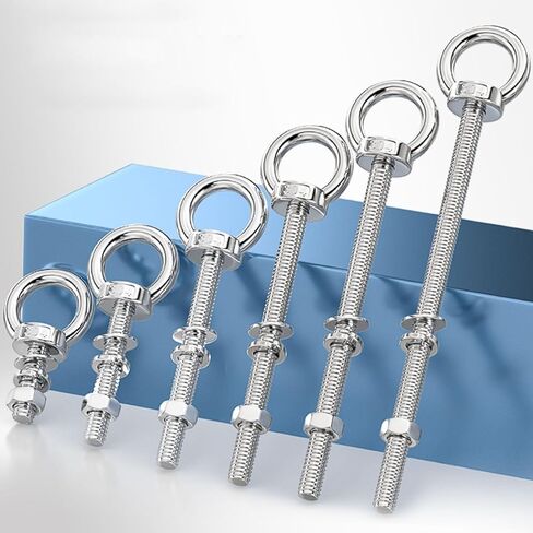 304 Stainless Steel M6 Eyebolt 3-Pack, Heavy Duty Eye Screw with Washers and Nuts for Through-Wall Mounting (M6*50 (3 Sets)) in Saudi Arabia