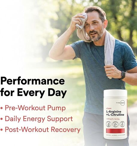 Type Zero L-Arginine + L-Citrulline Supplement (1500mg) - Nitric Oxide Booster - Clean, Keto-Friendly, GMO-Free, 180 Capsules, 90 Servings in Kuwait