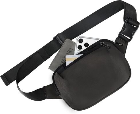 MAXTOP Black Fanny Pack for Men Women Water Resistant Crossbody Bags for Women with 4 Zipper Pockets Belt Bag for Travel Running Hiking Sports Casual Easy Carry Any Phones in Kuwait