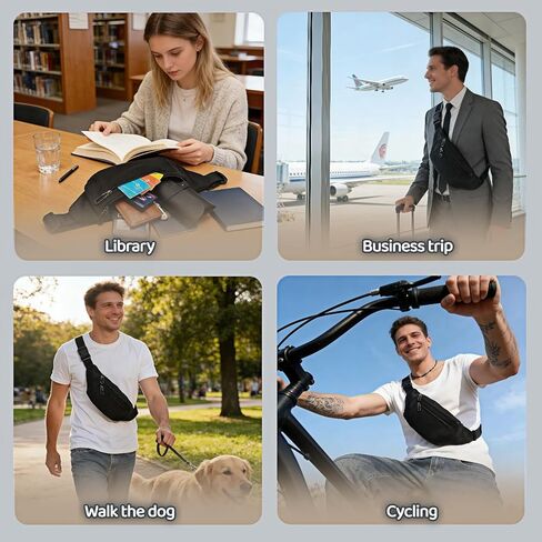 حقيبة حزام فاني باك للرجال والنساء، حقيبة فاني مضادة للسرقة، مقاومة للماء مع 3 جيوب بسحاب، حقيبة فاني مقاومة للماء، حقيبة خصر خفيفة الوزن للسفر والجري والمشي لمسافات طويلة وركوب الدراجات in Kuwait