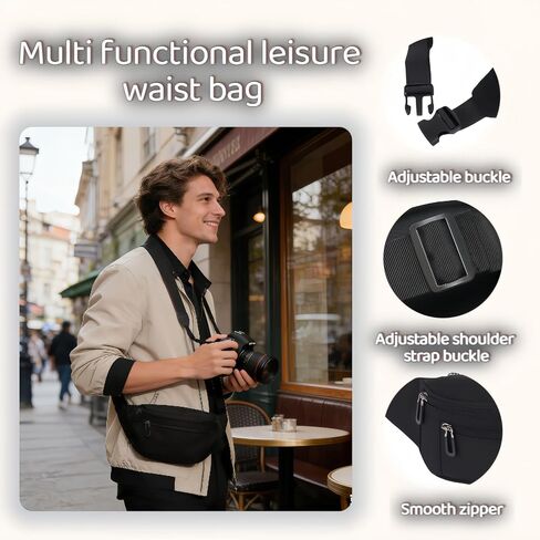 حقيبة حزام فاني باك للرجال والنساء، حقيبة فاني مضادة للسرقة، مقاومة للماء مع 3 جيوب بسحاب، حقيبة فاني مقاومة للماء، حقيبة خصر خفيفة الوزن للسفر والجري والمشي لمسافات طويلة وركوب الدراجات in Kuwait