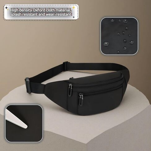 حقيبة حزام فاني باك للرجال والنساء، حقيبة فاني مضادة للسرقة، مقاومة للماء مع 3 جيوب بسحاب، حقيبة فاني مقاومة للماء، حقيبة خصر خفيفة الوزن للسفر والجري والمشي لمسافات طويلة وركوب الدراجات in Kuwait