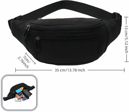 حقيبة حزام فاني باك للرجال والنساء، حقيبة فاني مضادة للسرقة، مقاومة للماء مع 3 جيوب بسحاب، حقيبة فاني مقاومة للماء، حقيبة خصر خفيفة الوزن للسفر والجري والمشي لمسافات طويلة وركوب الدراجات in Kuwait