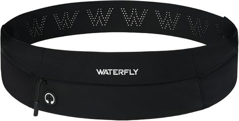 WATERFLY Running Belt Fanny Pack: Slim Waist Bag for Men Women, Workout Fitness Phone Holder for Exercise Marathon Jogging-Black in Saudi Arabia