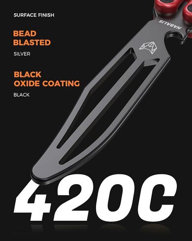 Nabalis X Will Hirsch Vulp Knife Balisong Trainer 6061 مقبض قناة ألومنيوم مع دبابيس Zen، Vulp-Red in Kuwait